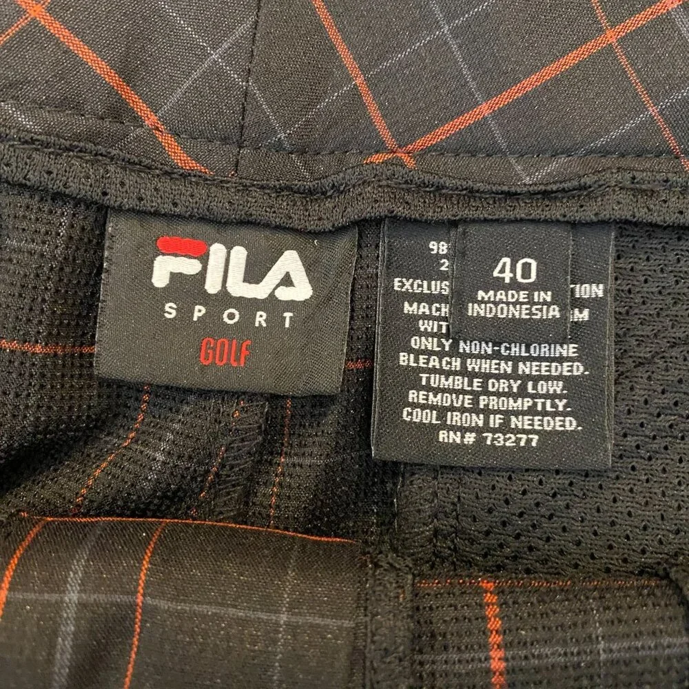 FiLA Sport Men's golf shorts size 40‎ black red plaid pattern quick dry Golfing